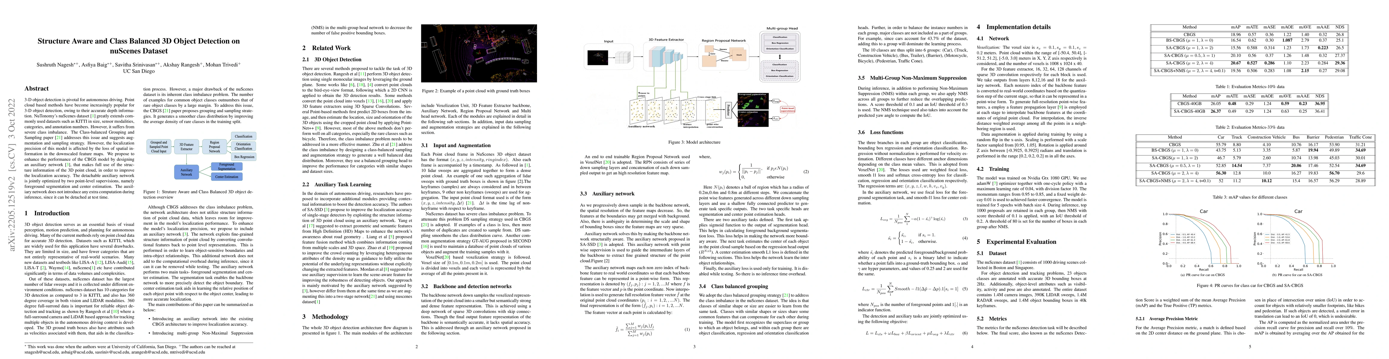 Thumbnail for Structure Aware and Class Balanced 3D Object Detection on nuScenes
  Dataset