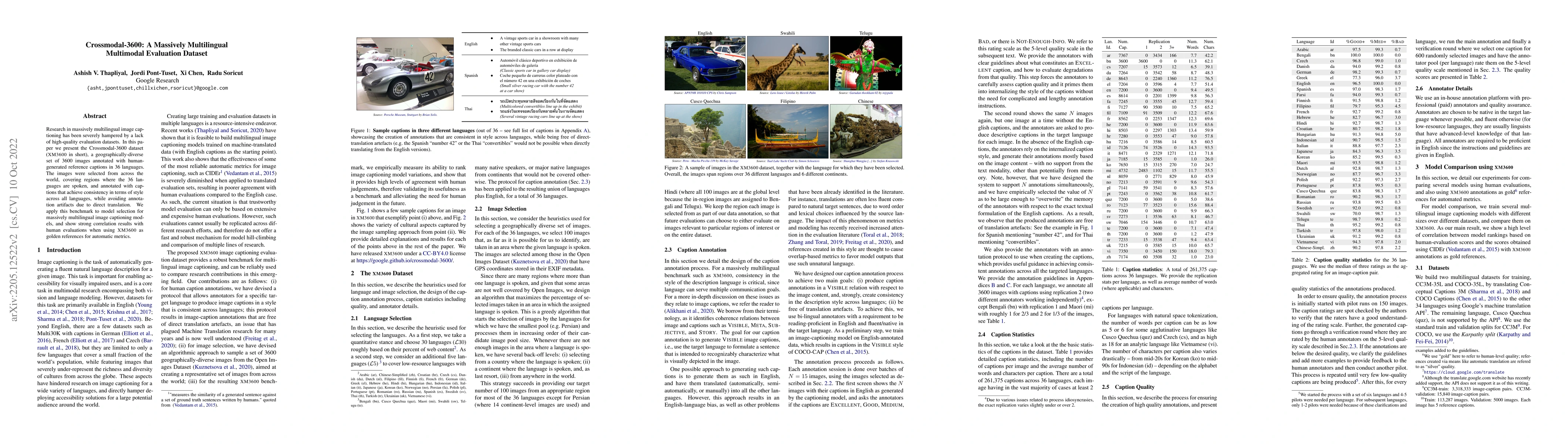 Thumbnail for Crossmodal-3600: A Massively Multilingual Multimodal Evaluation Dataset