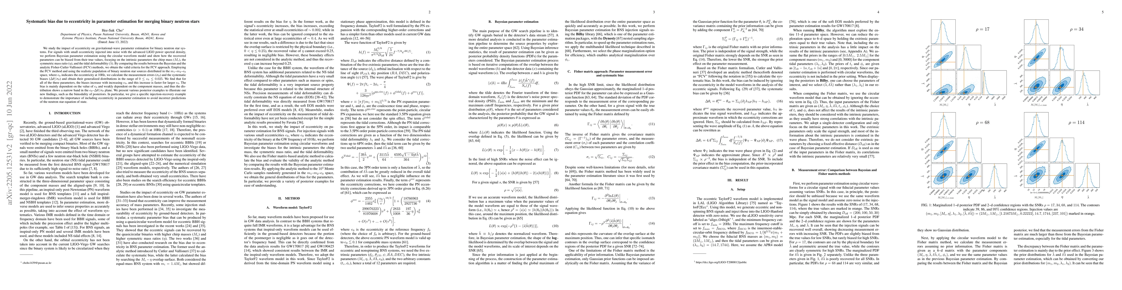 Thumbnail for Systematic bias due to eccentricity in parameter estimation for merging
  binary neutron stars