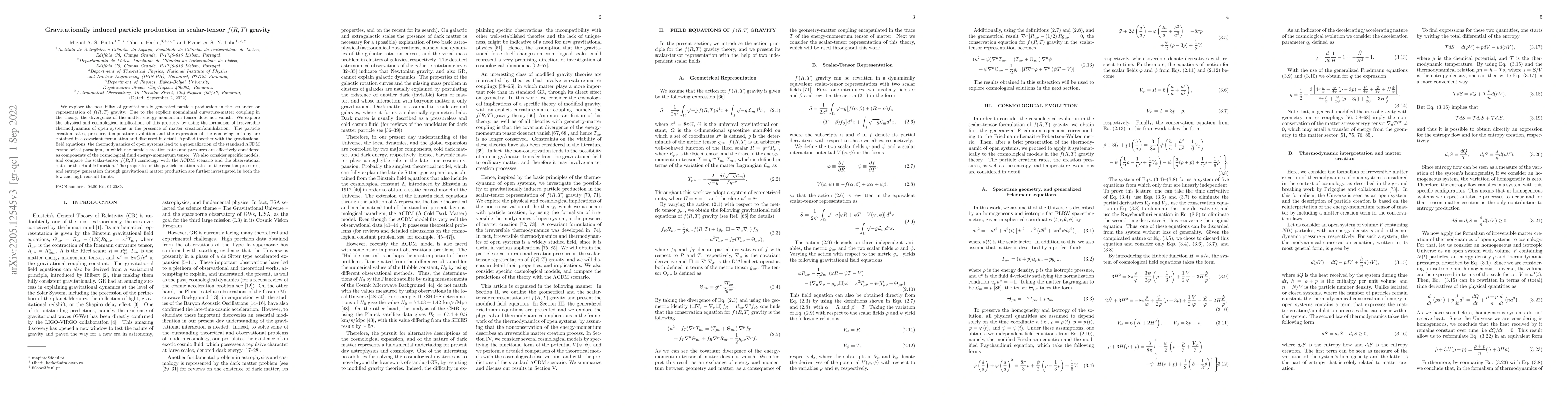 Thumbnail for Gravitationally induced particle production in scalar-tensor $f(R,T)$
  gravity