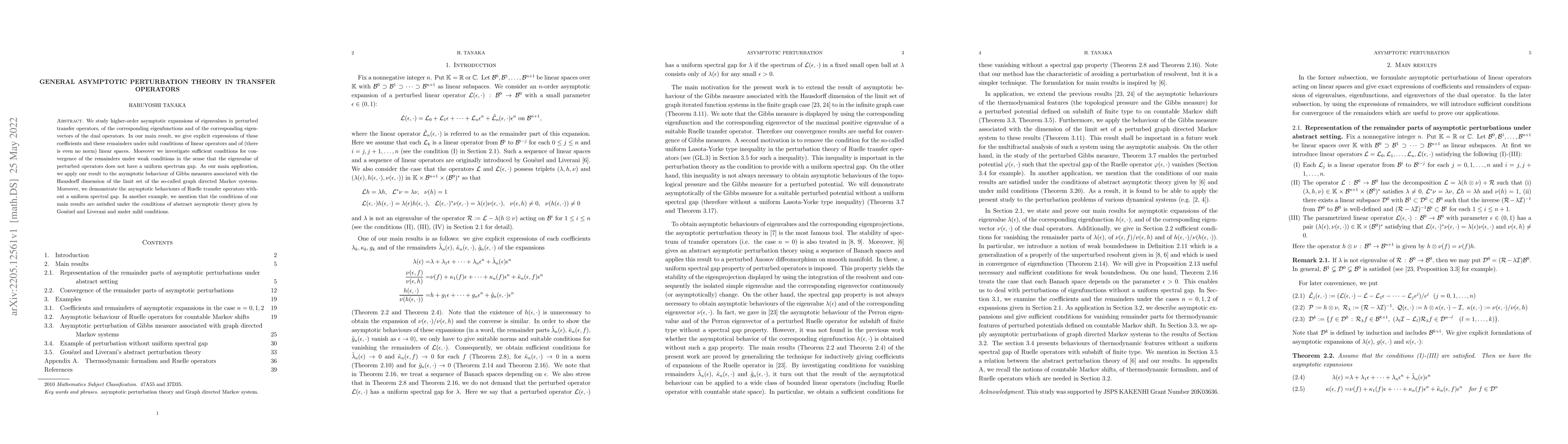 Thumbnail for General asymptotic perturbation theory in transfer operators