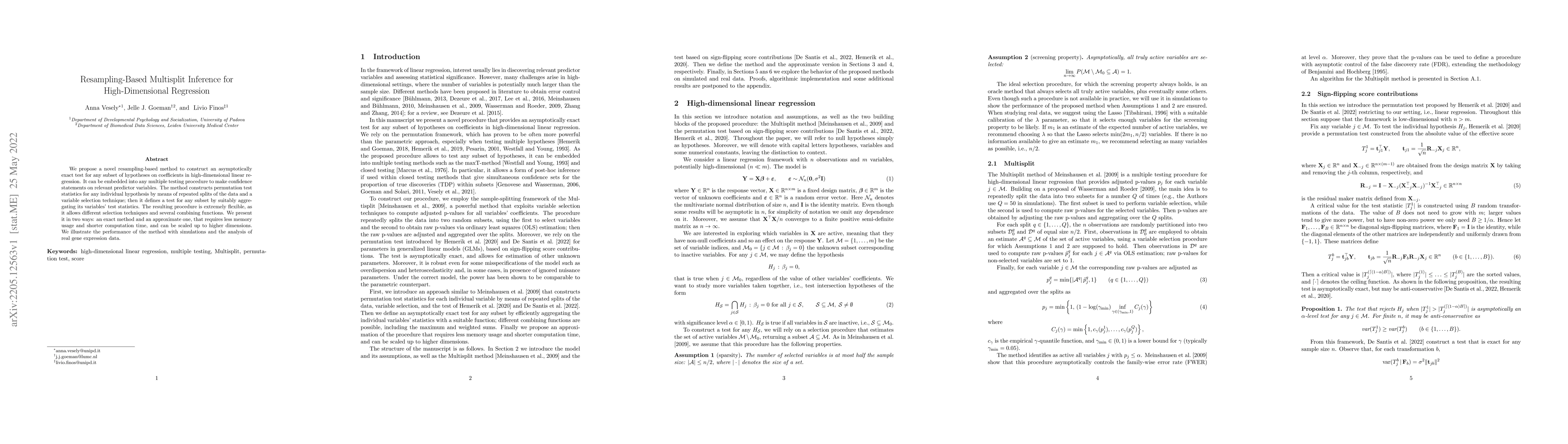 Thumbnail for Resampling-Based Multisplit Inference for High-Dimensional Regression