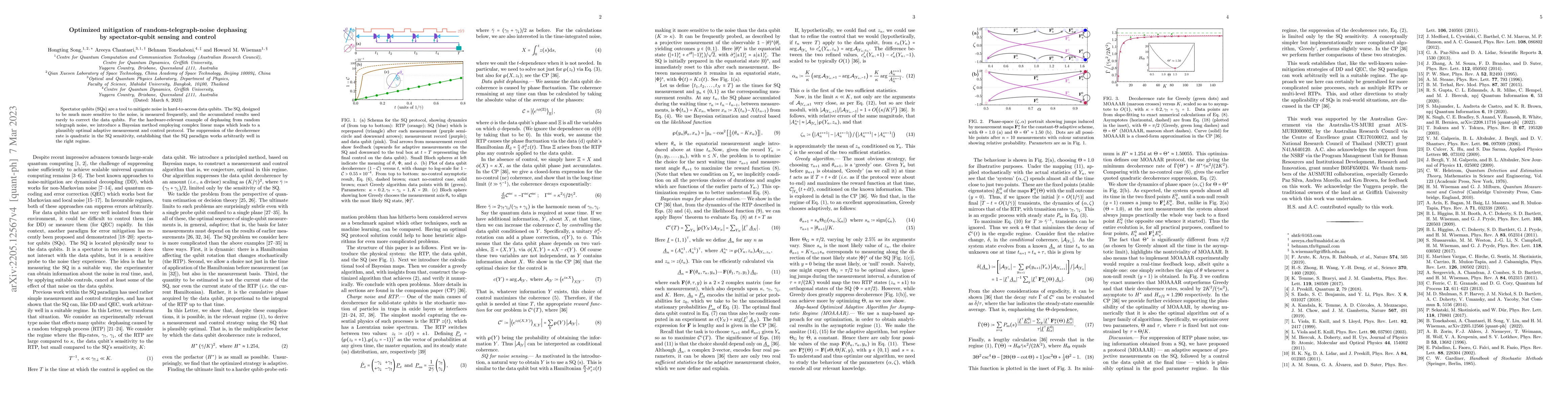 Thumbnail for Optimized mitigation of random-telegraph-noise dephasing by
  spectator-qubit sensing and control