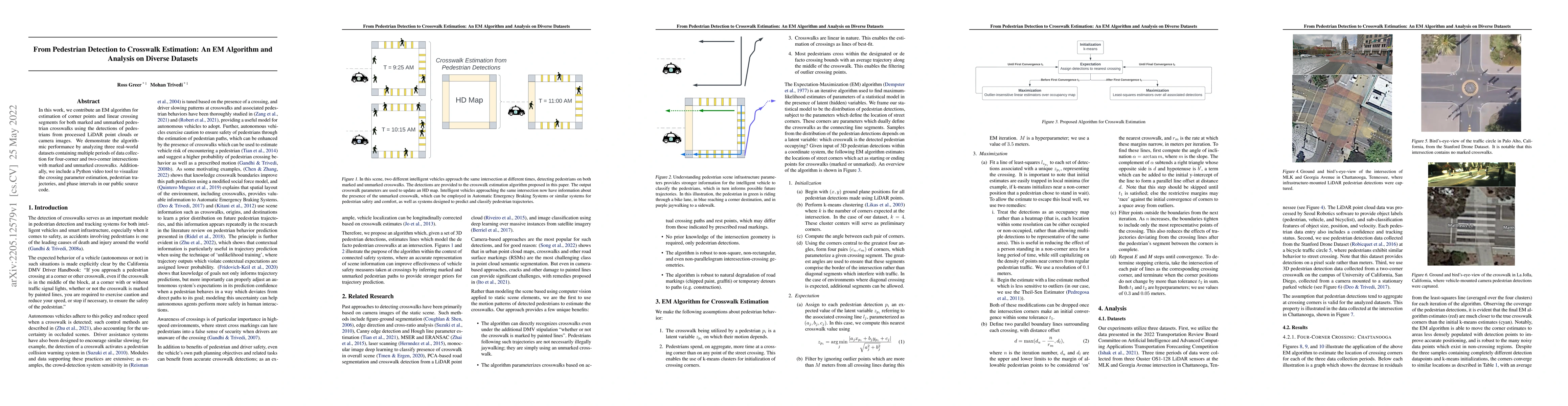 Thumbnail for From Pedestrian Detection to Crosswalk Estimation: An EM Algorithm and
  Analysis on Diverse Datasets