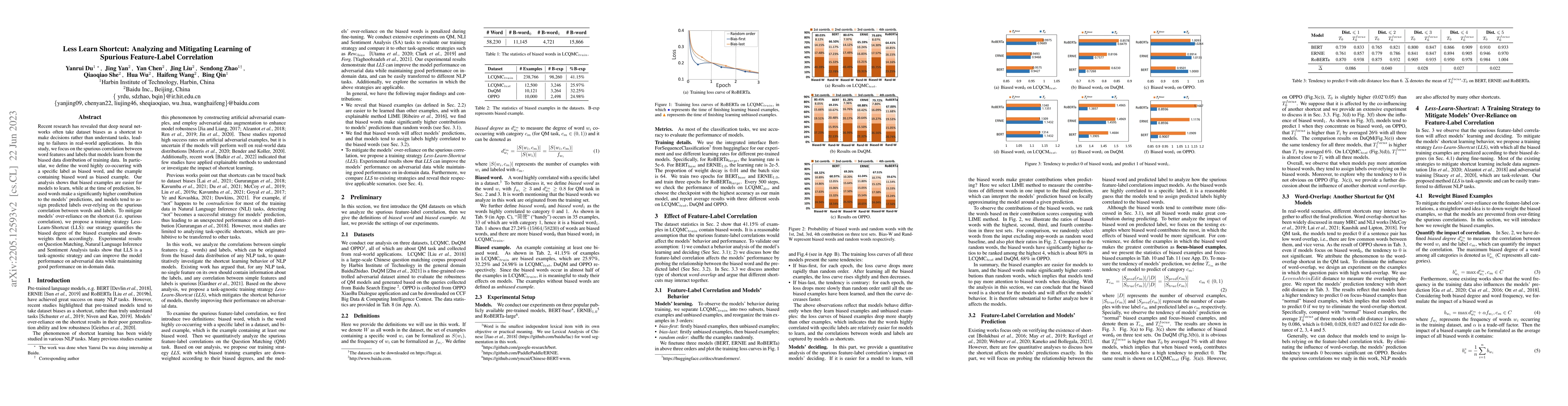 Thumbnail for Less Learn Shortcut: Analyzing and Mitigating Learning of Spurious
  Feature-Label Correlation