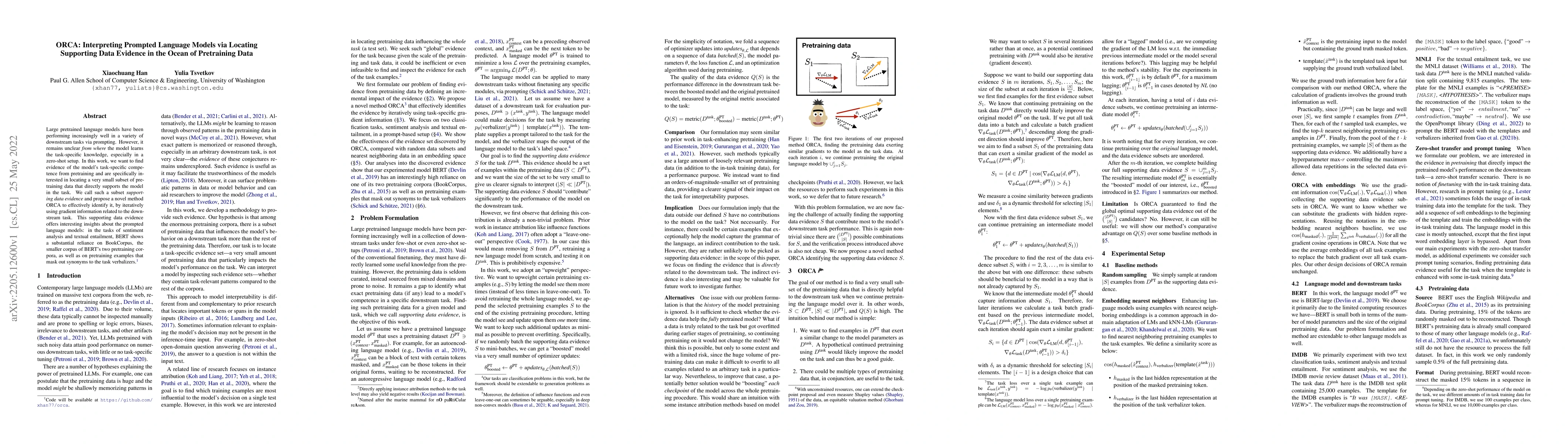 Thumbnail for ORCA: Interpreting Prompted Language Models via Locating Supporting Data
  Evidence in the Ocean of Pretraining Data