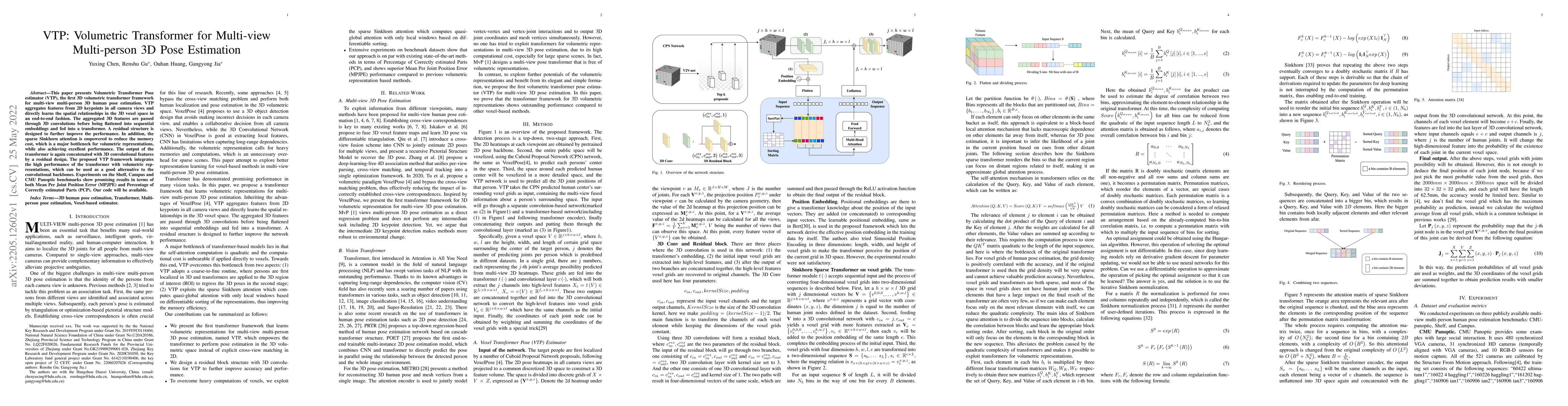 Thumbnail for VTP: Volumetric Transformer for Multi-view Multi-person 3D Pose
  Estimation