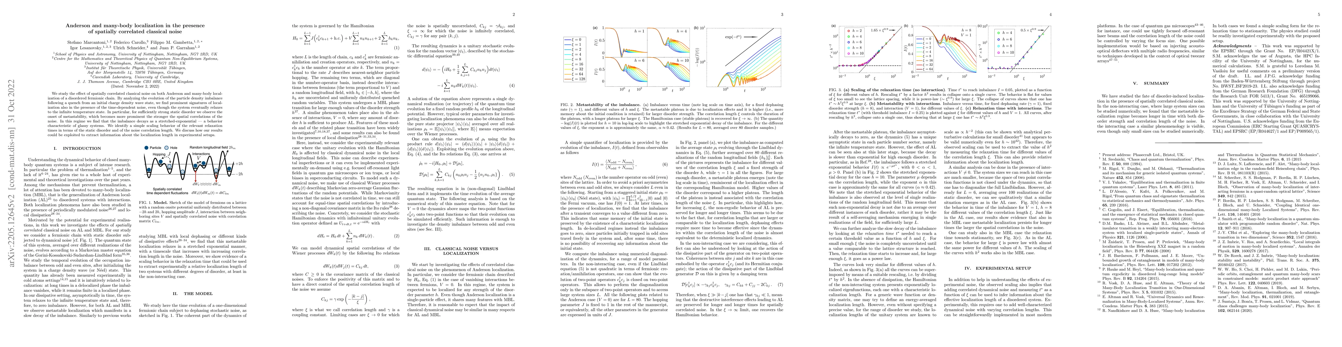 Thumbnail for Anderson and many-body localization in the presence of spatially
  correlated classical noise