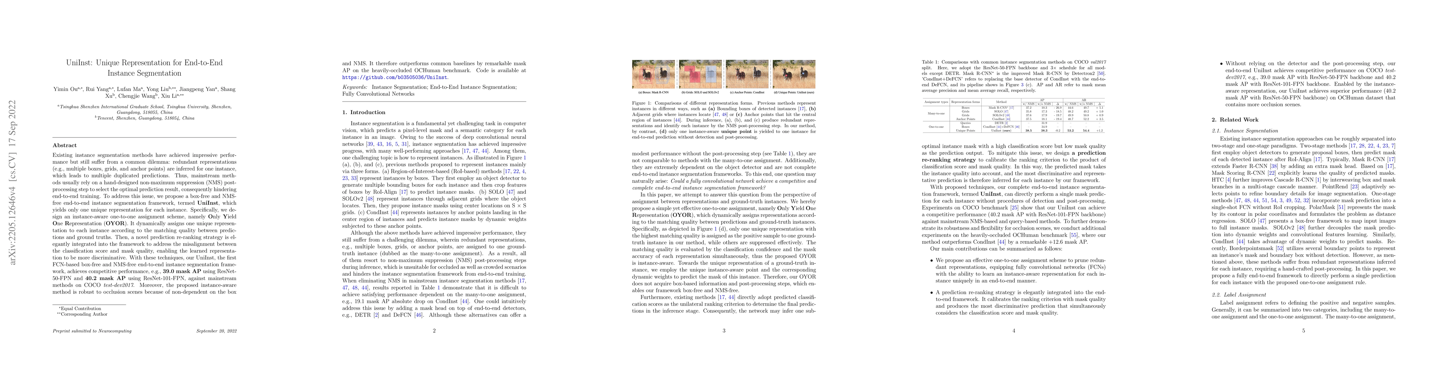 Thumbnail for UniInst: Unique Representation for End-to-End Instance Segmentation