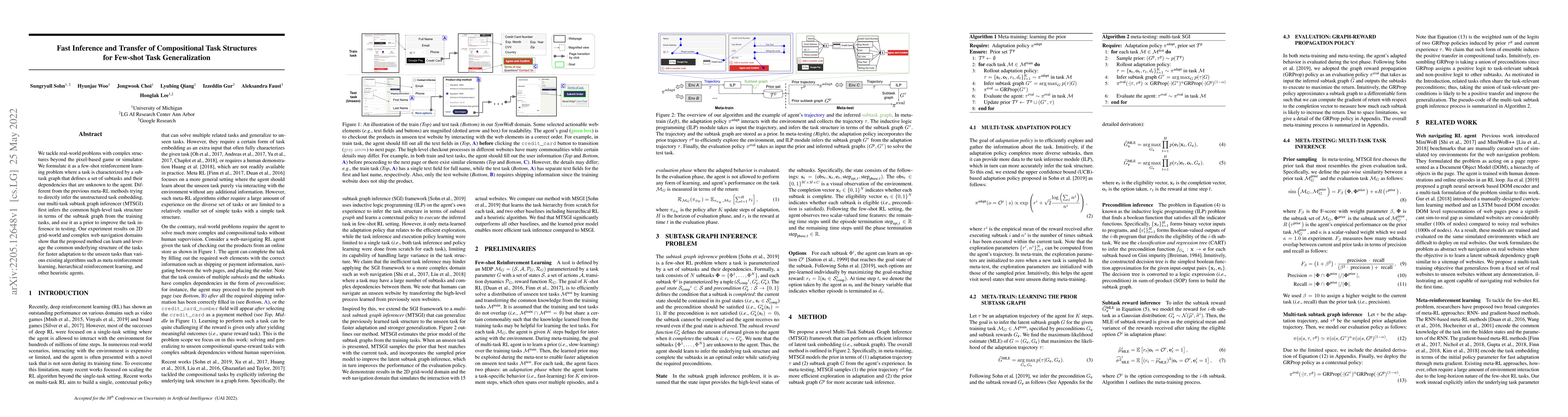 Thumbnail for Fast Inference and Transfer of Compositional Task Structures for
  Few-shot Task Generalization