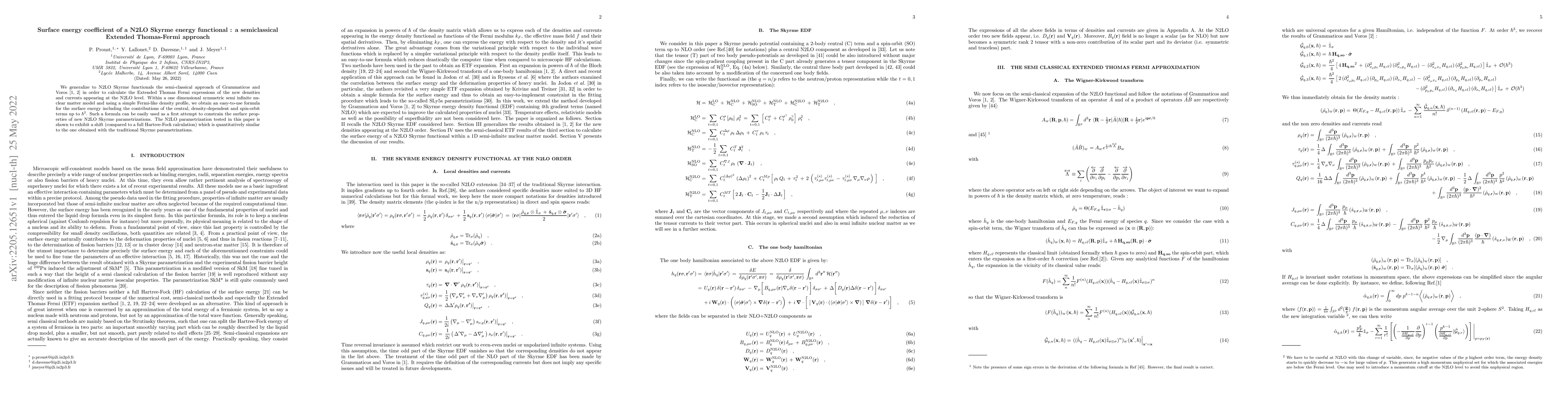 Thumbnail for Surface energy coefficient of a N2LO Skyrme energy functional : a
  semiclassical Extended Thomas-Fermi approach