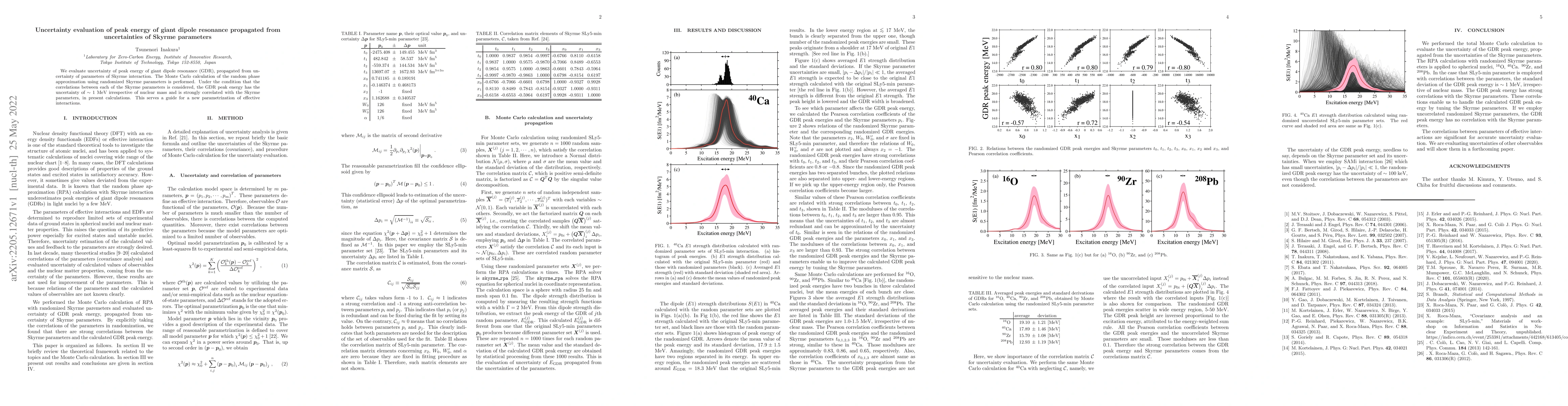 Thumbnail for Uncertainty evaluation of peak energy of giant dipole resonance
  propagated from uncertainties of Skyrme parameters