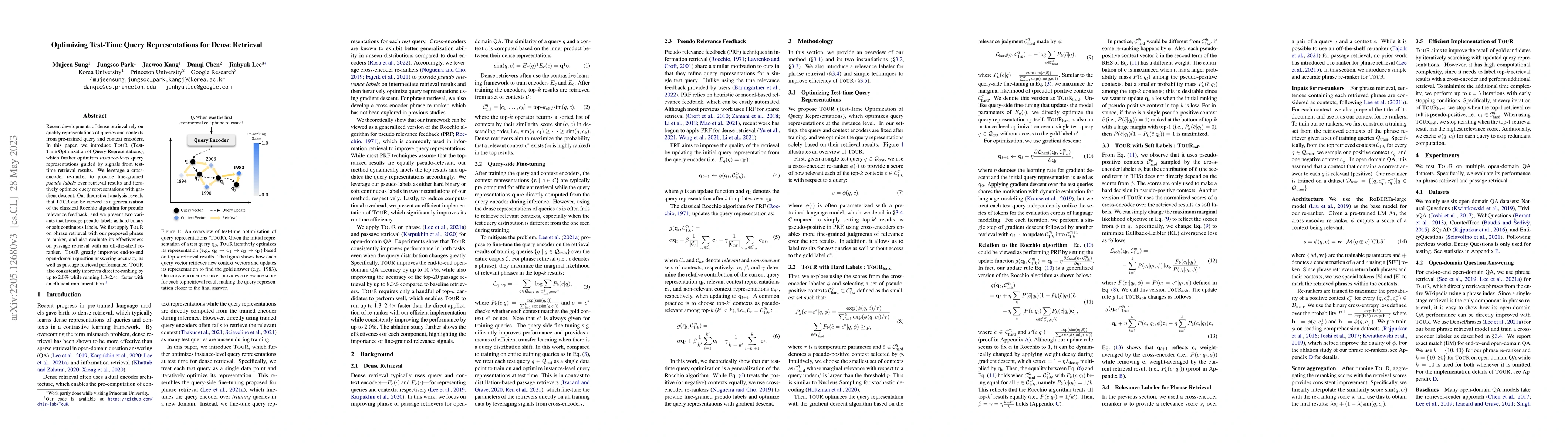 Thumbnail for Optimizing Test-Time Query Representations for Dense Retrieval