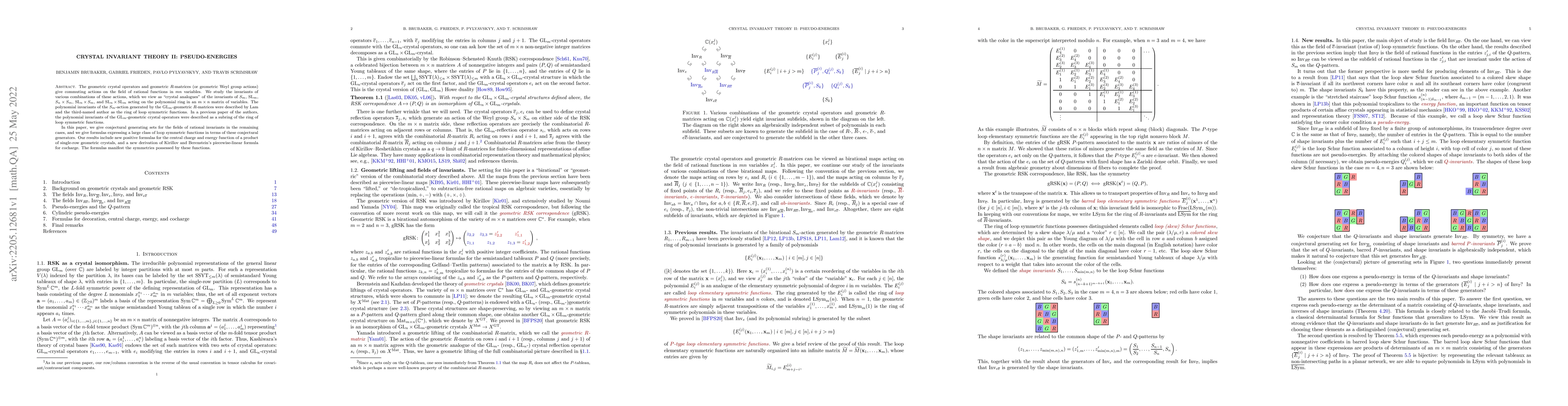 Thumbnail for Crystal invariant theory II: Pseudo-energies