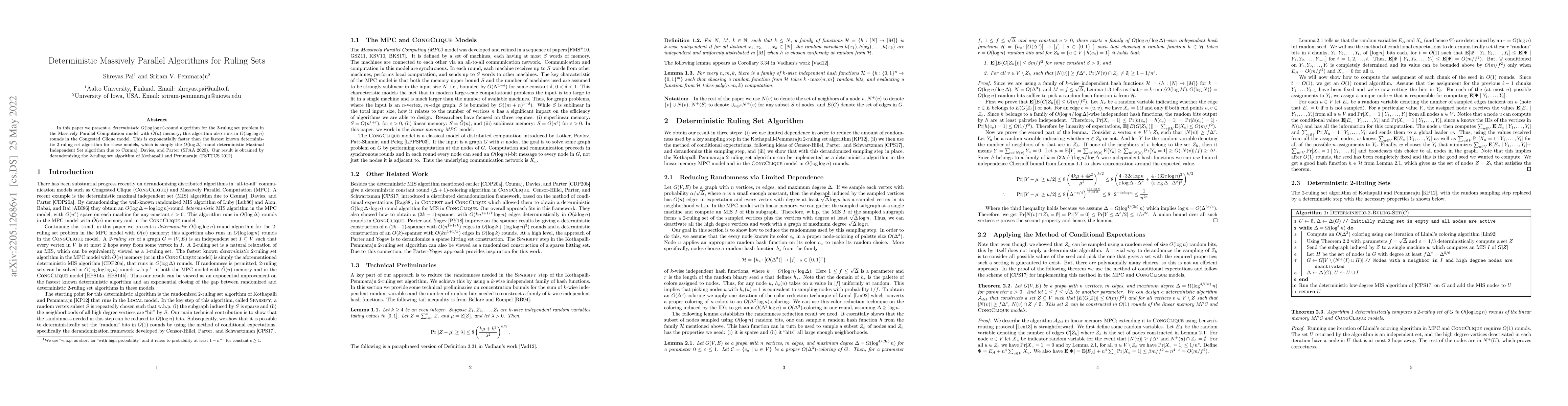 Thumbnail for Deterministic Massively Parallel Algorithms for Ruling Sets