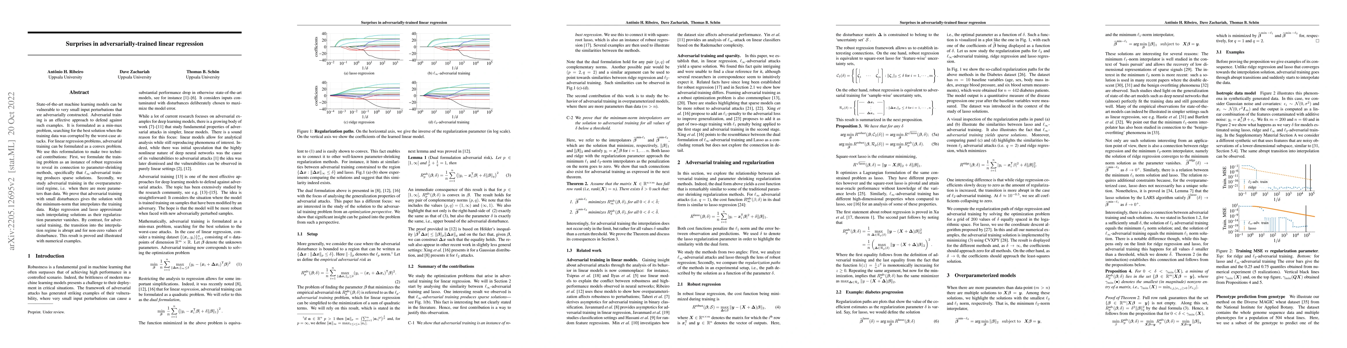 Thumbnail for Surprises in adversarially-trained linear regression