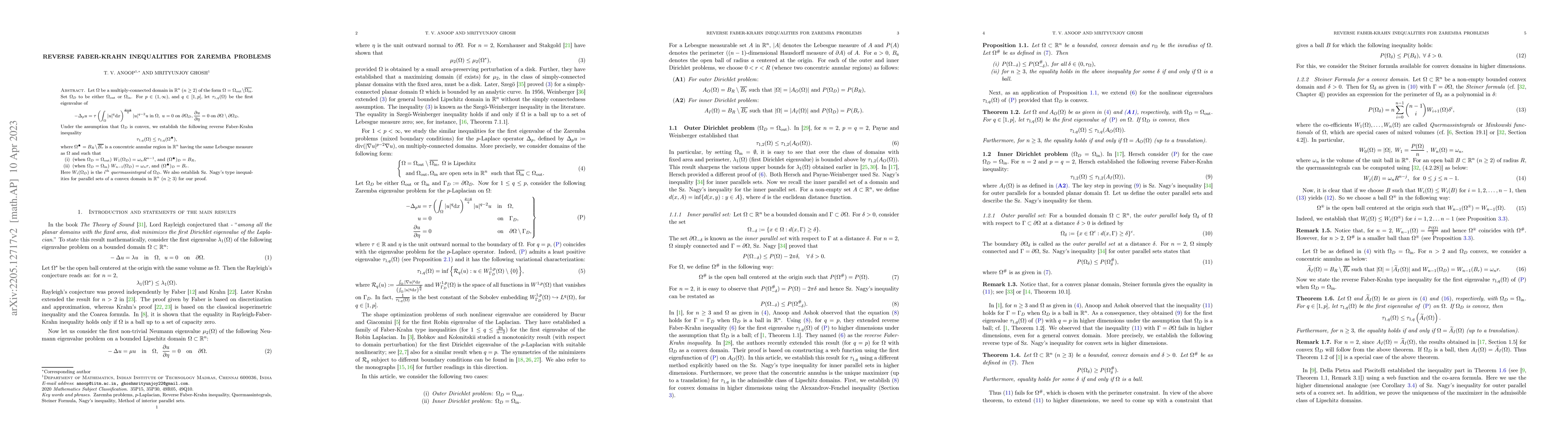 Thumbnail for Reverse Faber-Krahn inequalities for Zaremba problems