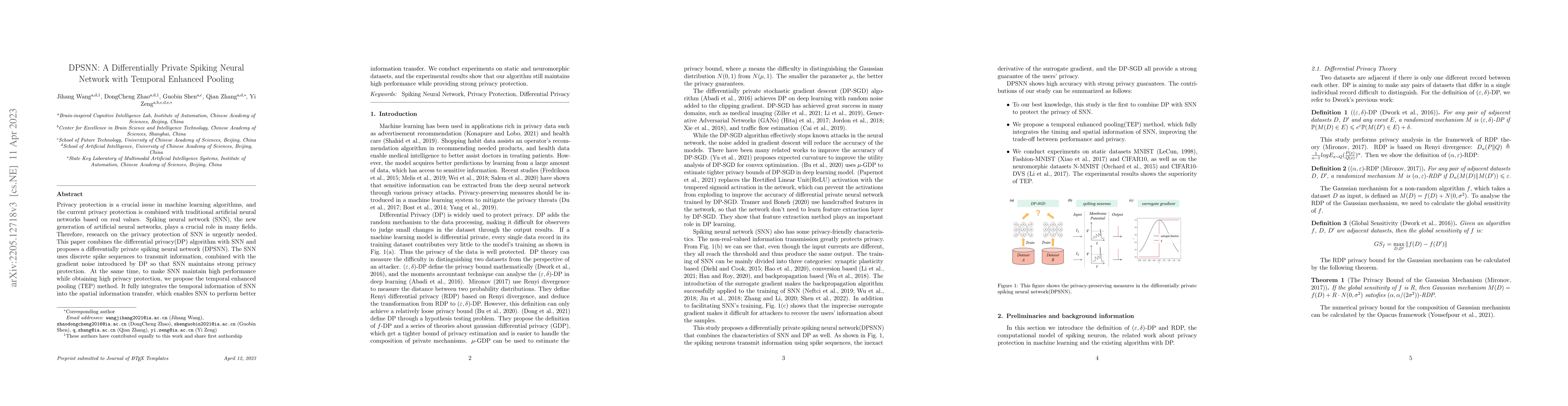 Thumbnail for DPSNN: A Differentially Private Spiking Neural Network with Temporal
  Enhanced Pooling