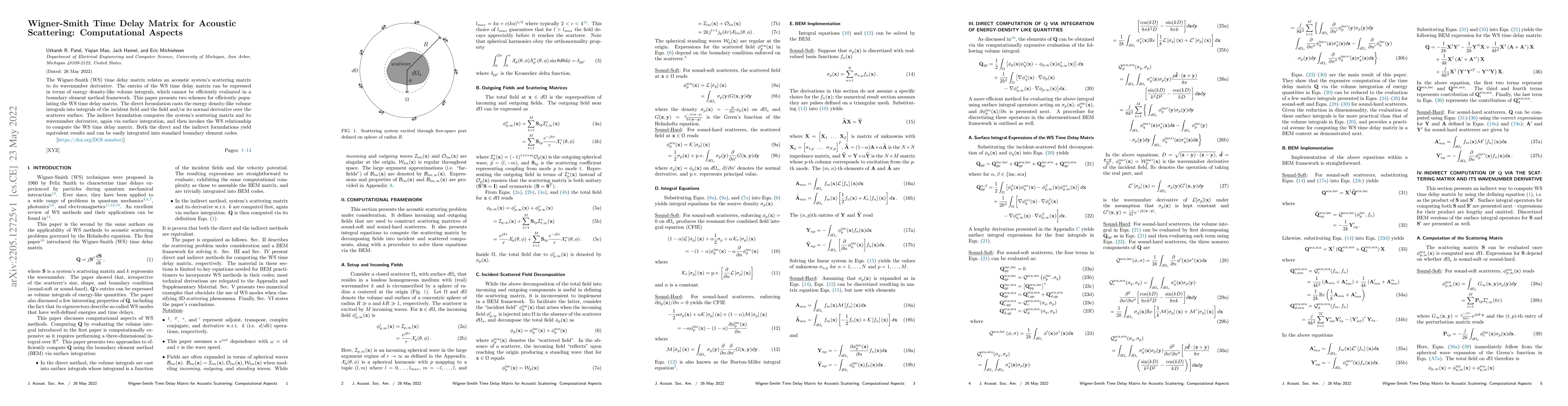 Thumbnail for Wigner-Smith Time Delay Matrix for Acoustic Scattering: Computational
  Aspects