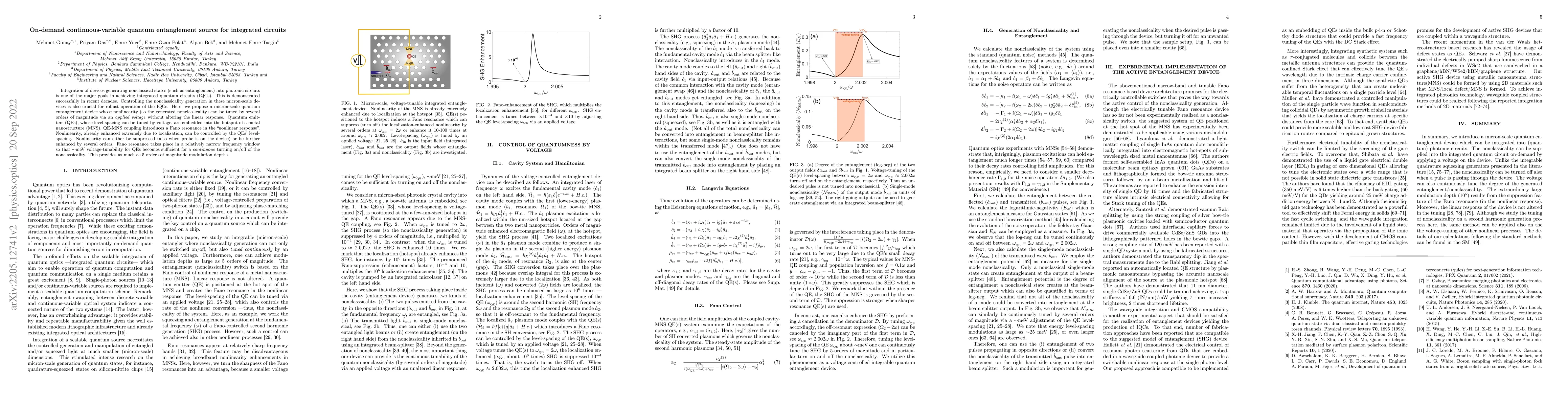 Thumbnail for On-demand continuous-variable quantum entanglement source for integrated
  circuits