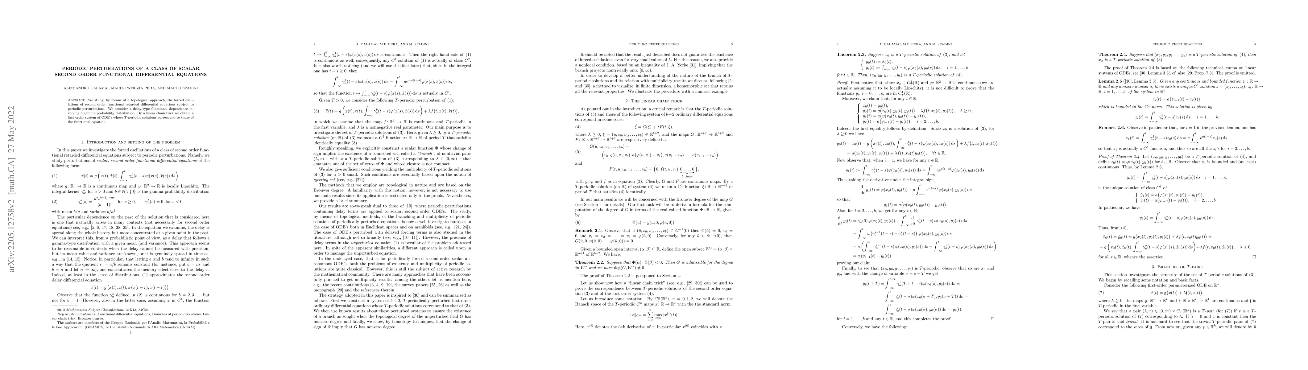 Thumbnail for Periodic perturbations of a class of scalar second order functional
  differential equations
