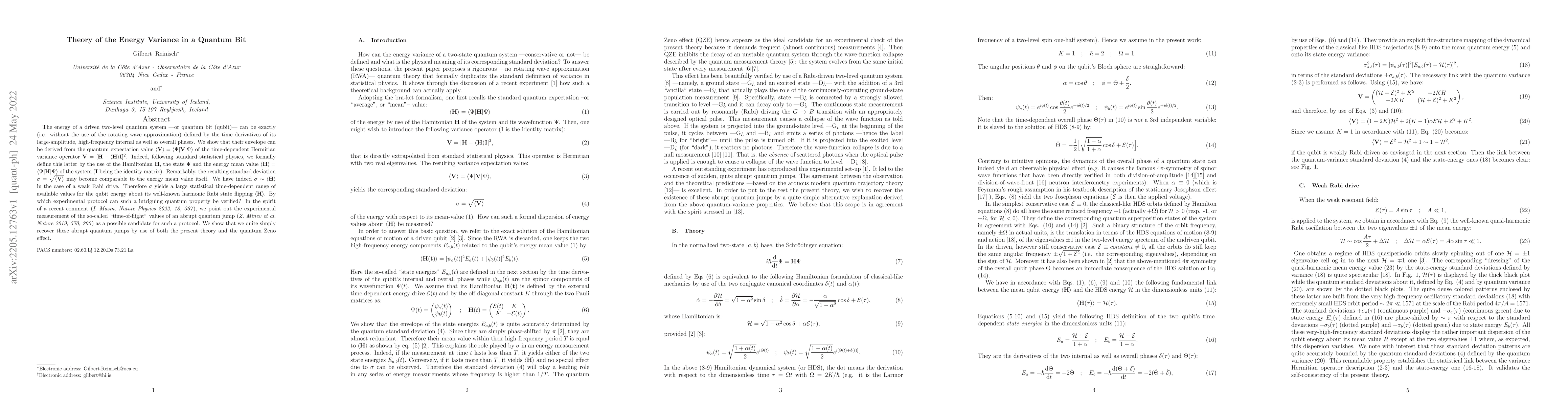 Thumbnail for Theory of the Energy Variance in a Quantum Bit
