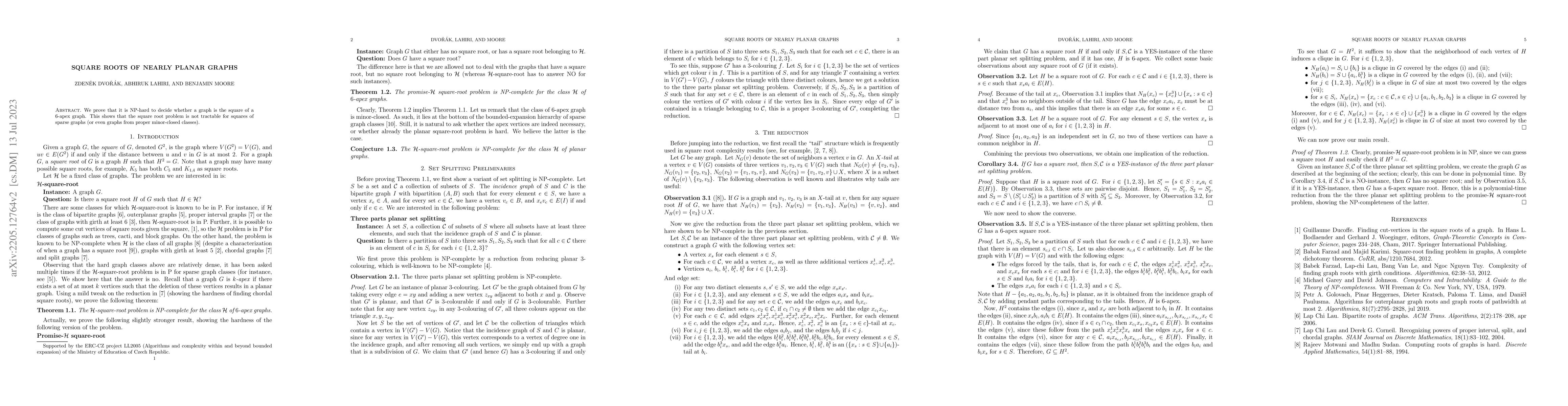 Thumbnail for Square roots of nearly planar graphs