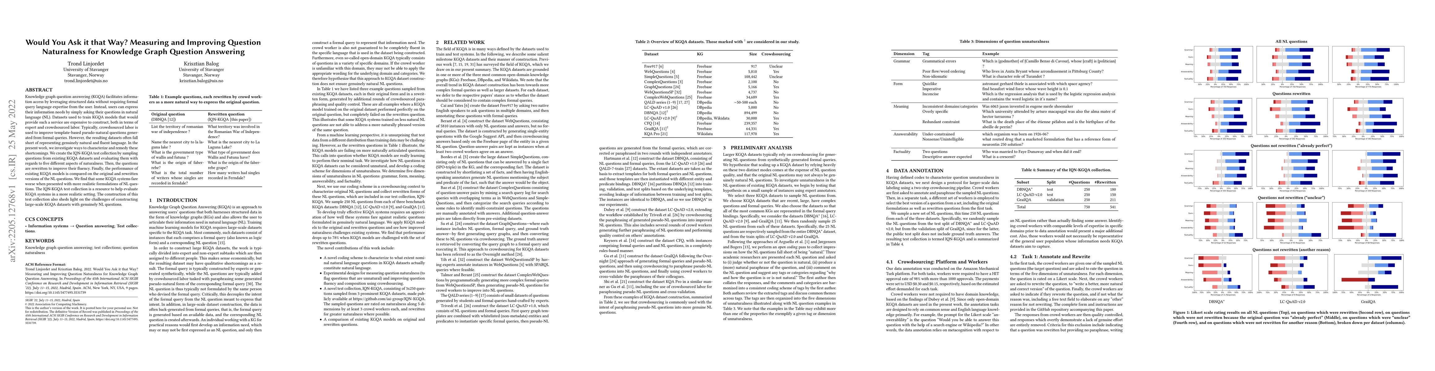 Thumbnail for Would You Ask it that Way? Measuring and Improving Question Naturalness
  for Knowledge Graph Question Answering