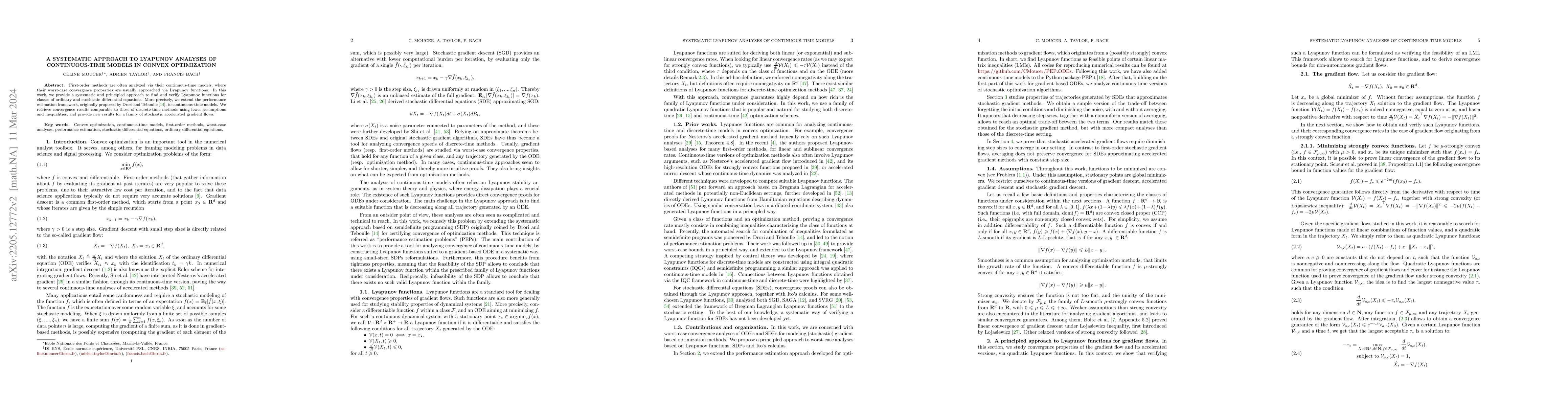 Thumbnail for A systematic approach to Lyapunov analyses of continuous-time models in
  convex optimization