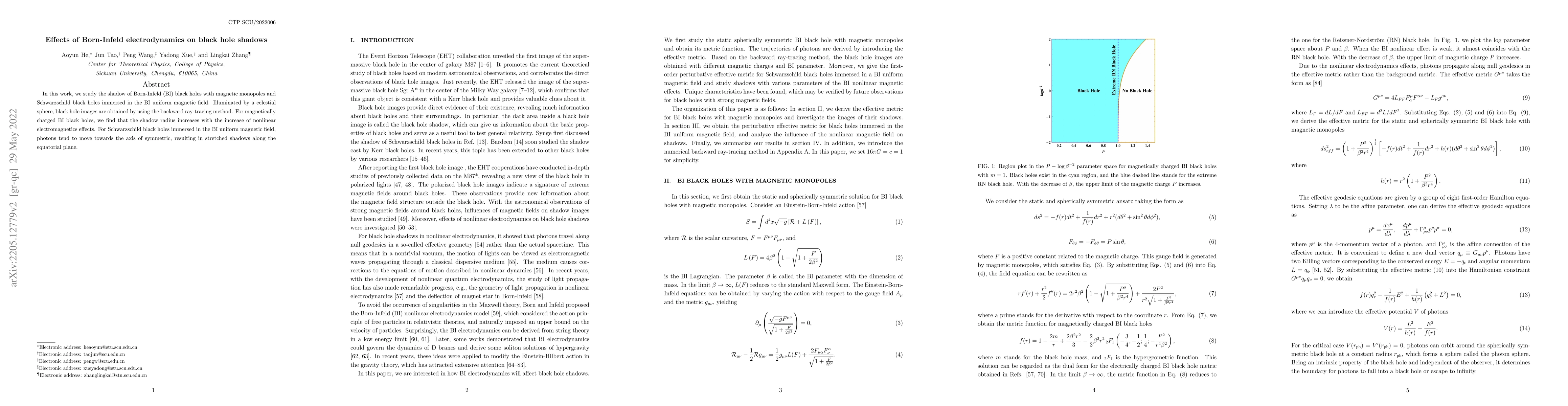 Thumbnail for Effects of Born-Infeld electrodynamics on black hole shadows