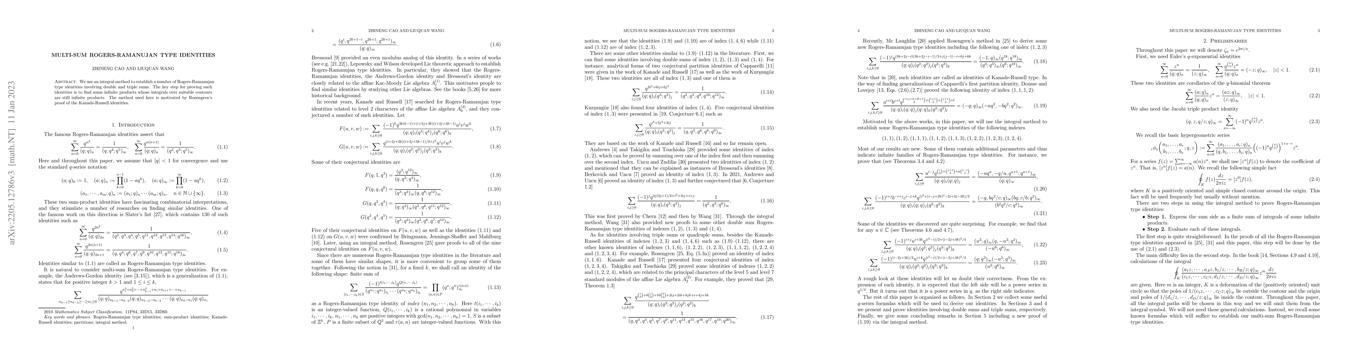 Thumbnail for Multi-sum Rogers-Ramanujan Type Identities