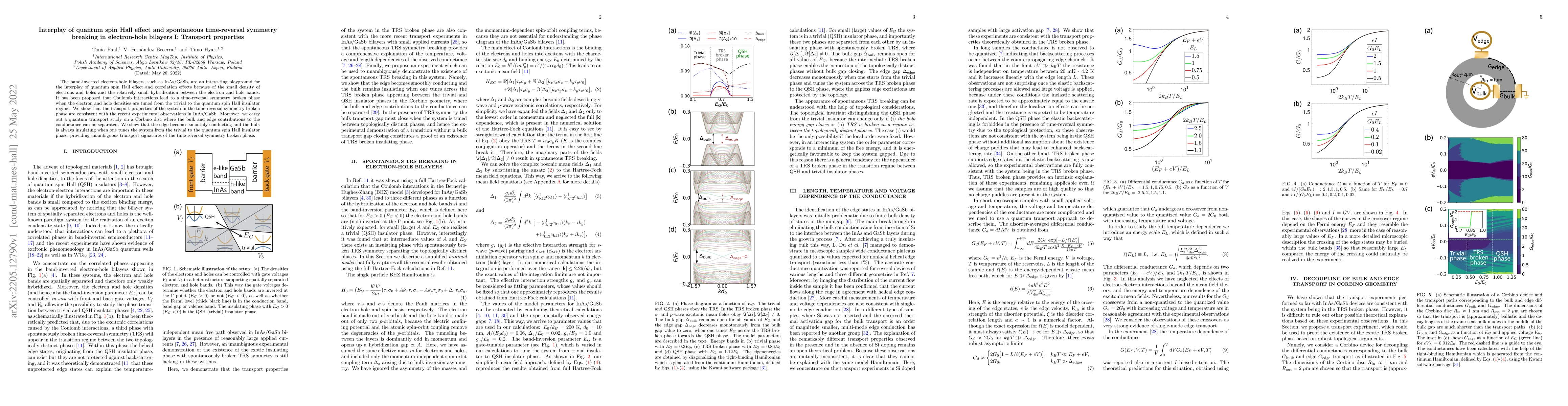 Thumbnail for Interplay of quantum spin Hall effect and spontaneous time-reversal
  symmetry breaking in electron-hole bilayers I: Transport properties