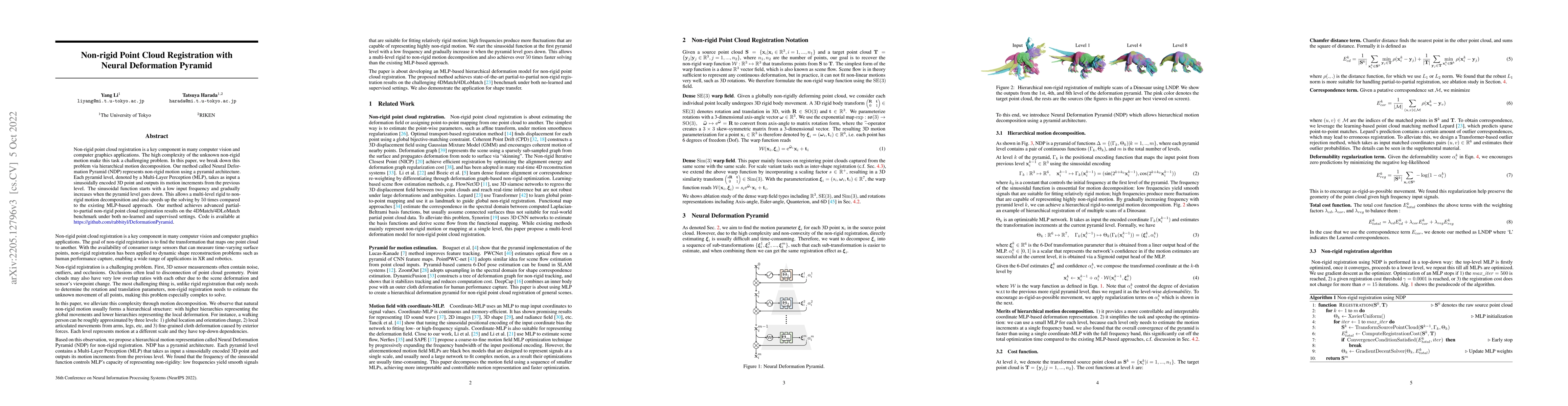Thumbnail for Non-rigid Point Cloud Registration with Neural Deformation Pyramid