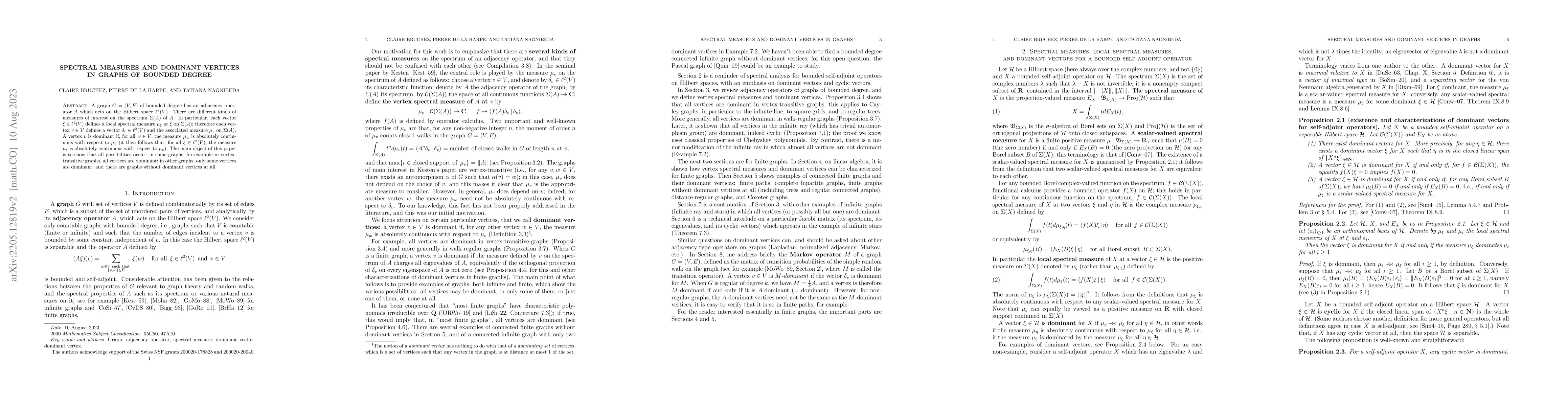 Thumbnail for Spectral measures and dominant vertices in graphs of bounded degree