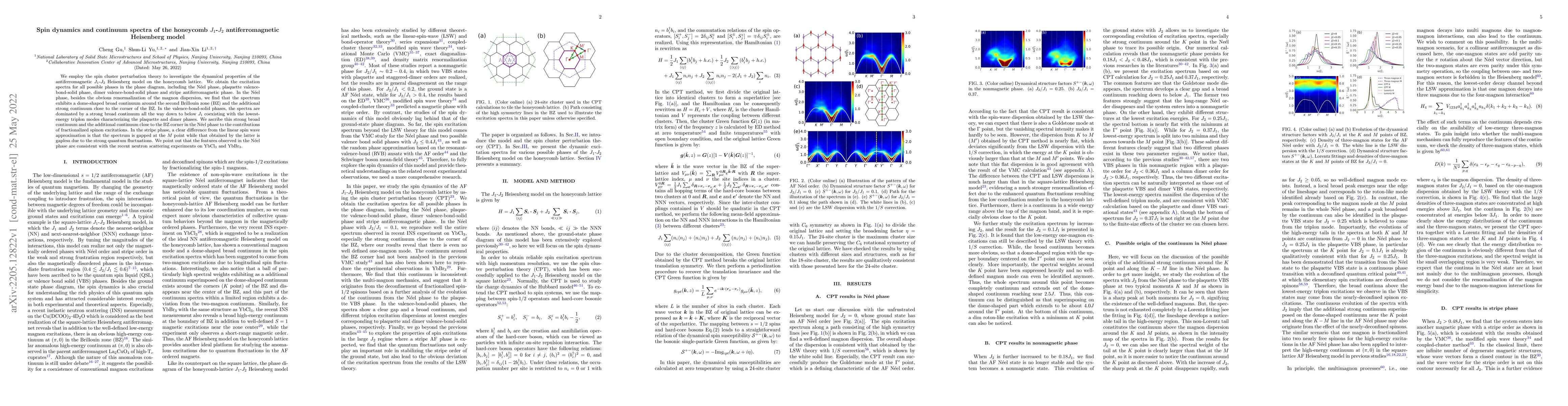 Thumbnail for Spin dynamics and continuum spectra of the honeycomb J1-J2
  antiferromagnetic Heisenberg model