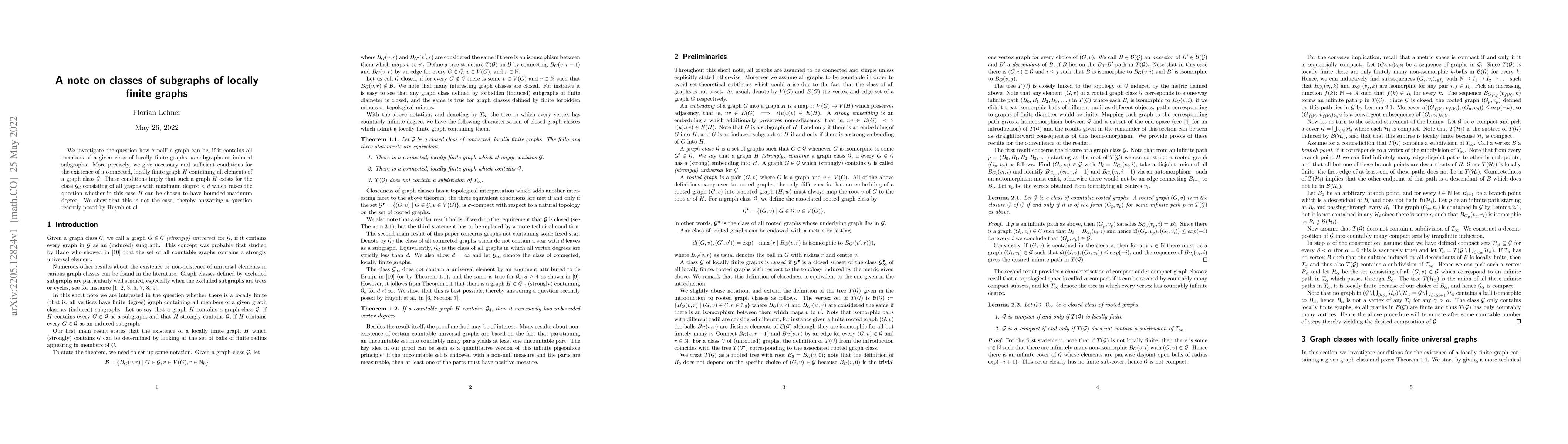 Thumbnail for A note on classes of subgraphs of locally finite graphs