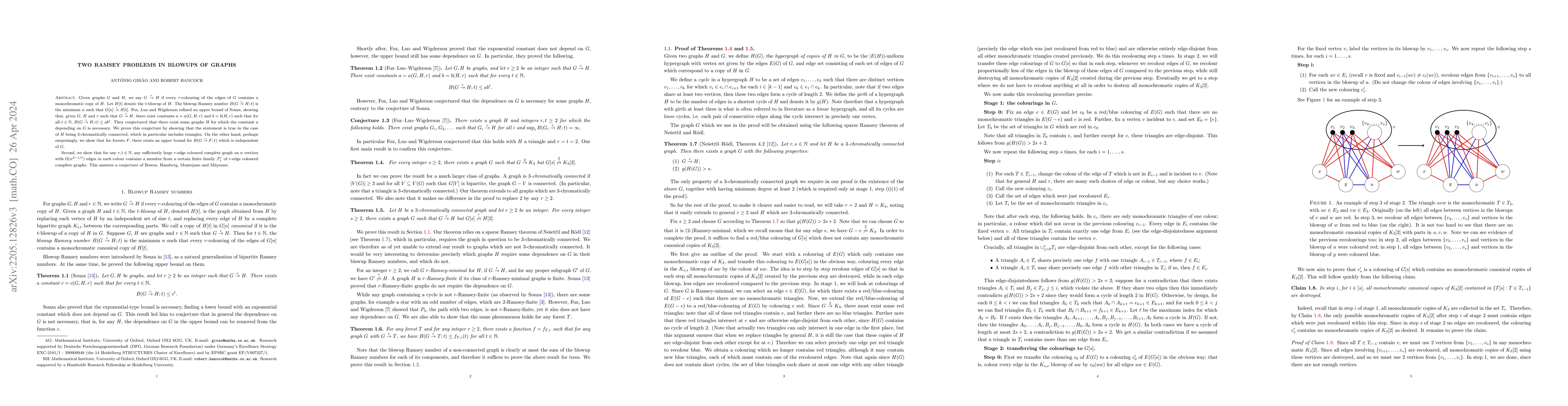 Thumbnail for Two Ramsey problems in blowups of graphs