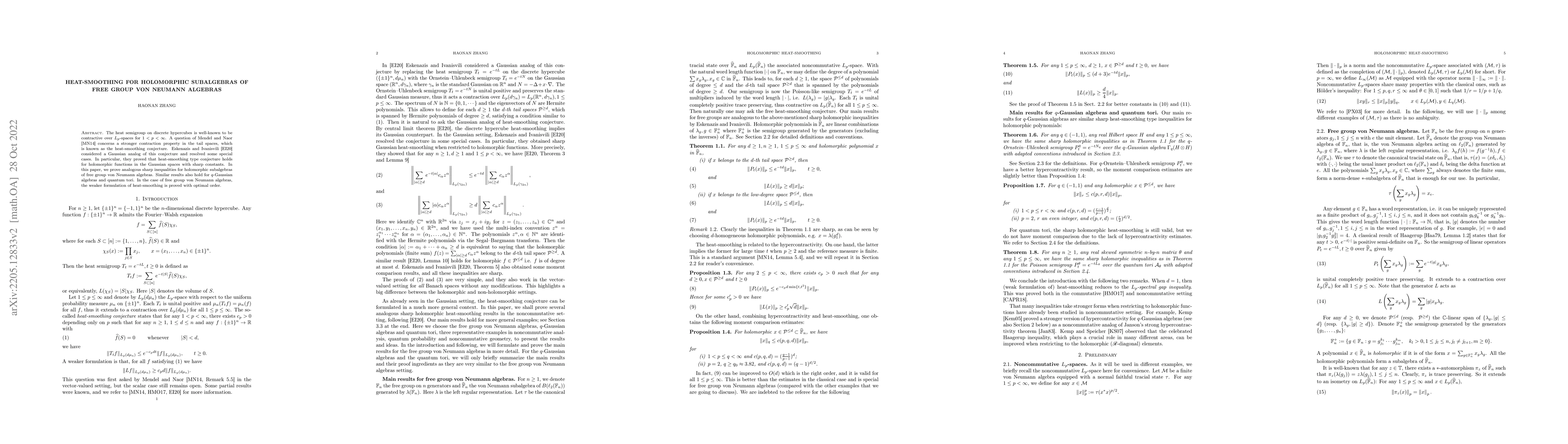 Thumbnail for Heat-smoothing for holomorphic subalgebras of free group von Neumann
  algebras