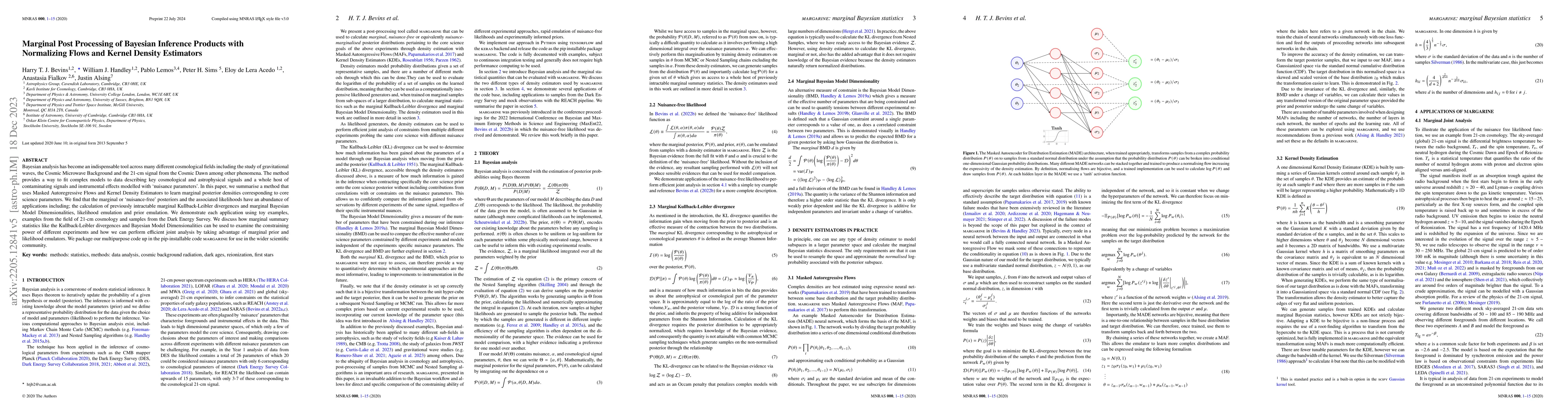 Thumbnail for Marginal Post Processing of Bayesian Inference Products with Normalizing
  Flows and Kernel Density Estimators