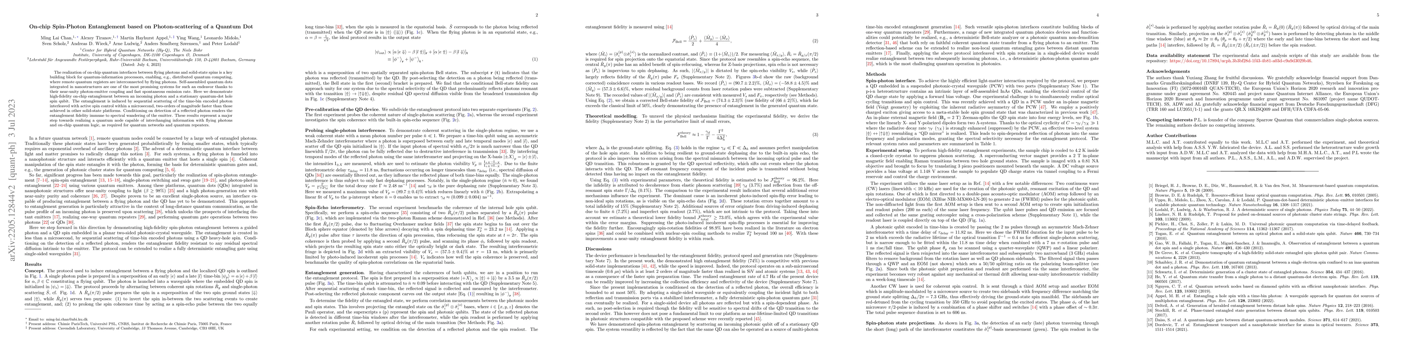 Thumbnail for On-chip spin-photon entanglement based on single-photon scattering