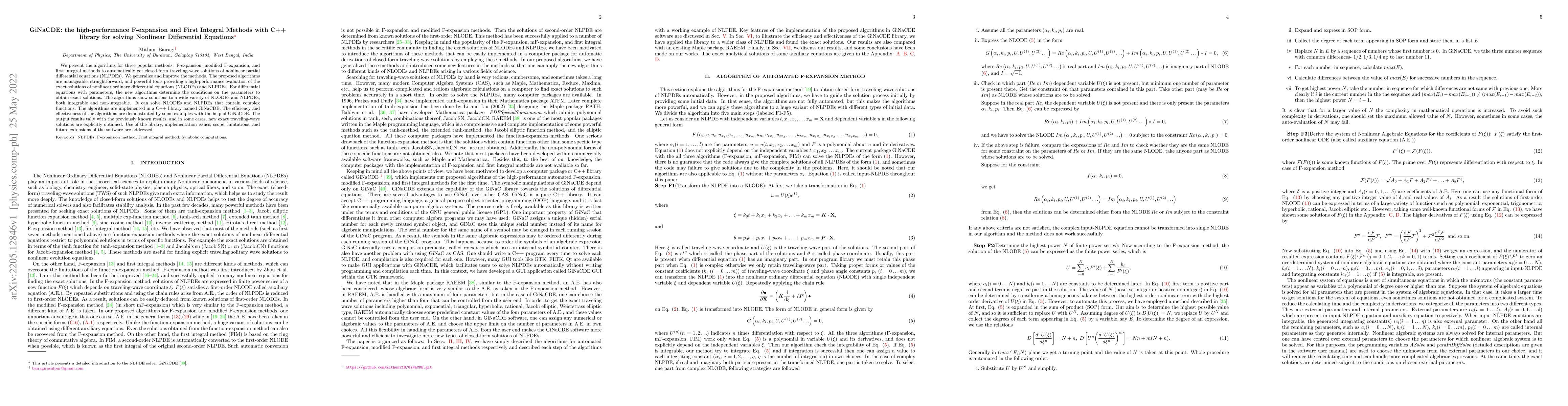 Thumbnail for GiNaCDE: the high-performance F-expansion and First Integral Methods
  with C++ library for solving Nonlinear Differential Equations