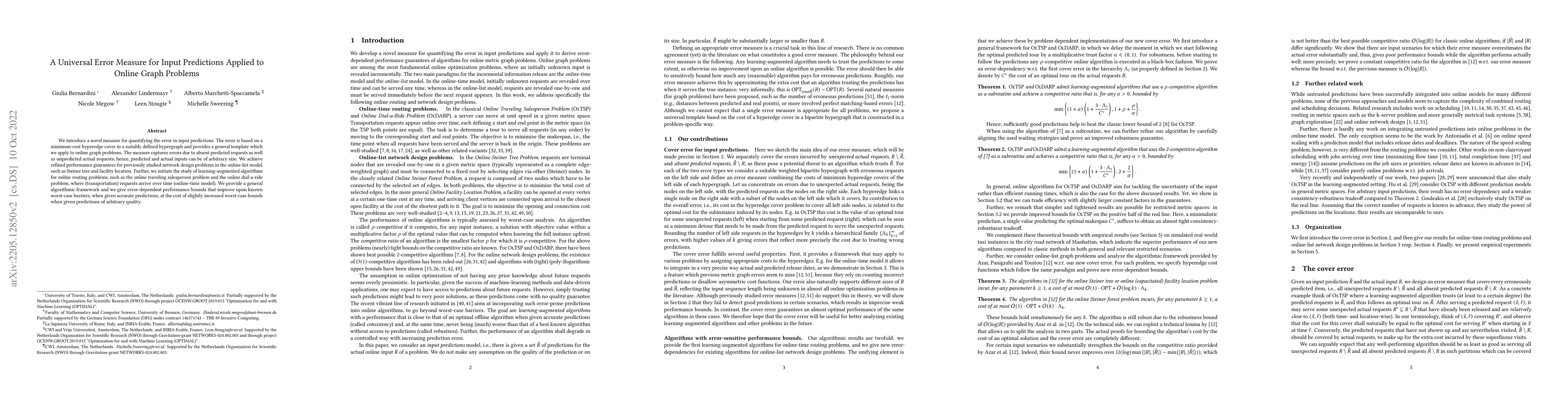 Thumbnail for A Universal Error Measure for Input Predictions Applied to Online Graph
  Problems