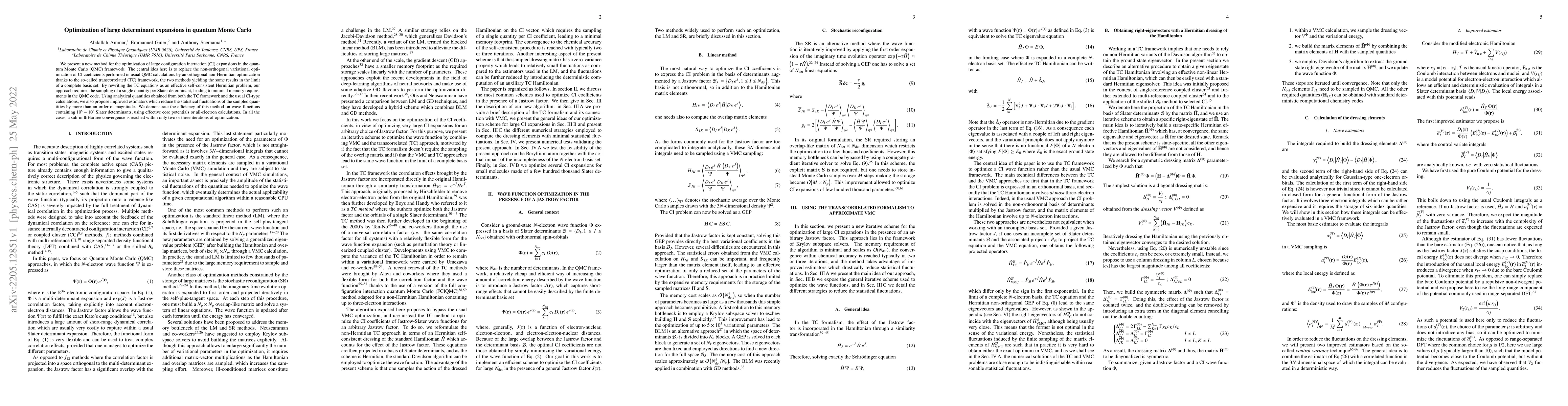 Thumbnail for Optimization of large determinant expansions in quantum Monte Carlo