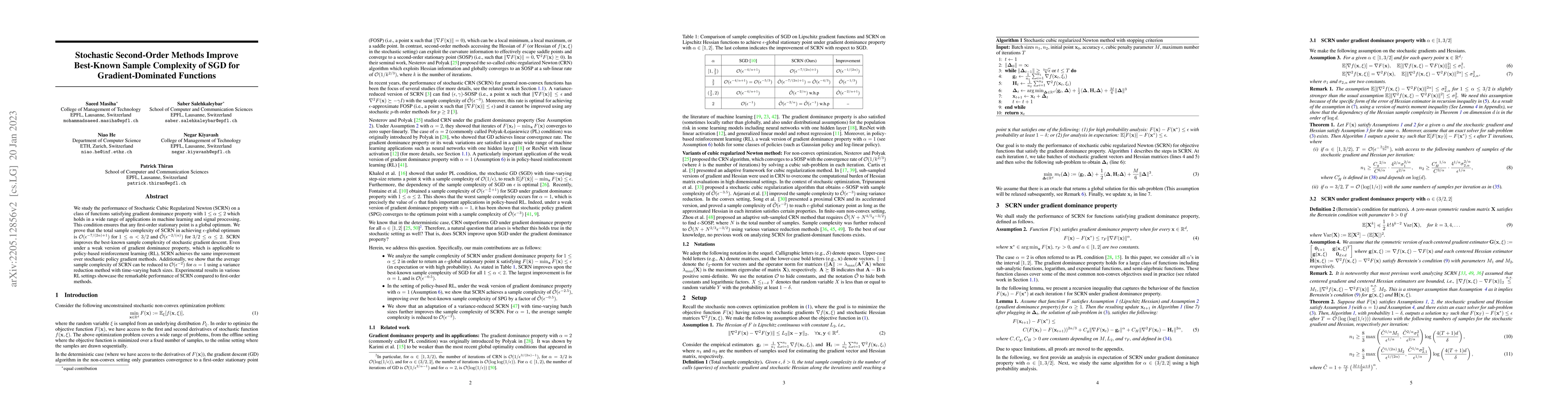 Thumbnail for Stochastic Second-Order Methods Improve Best-Known Sample Complexity of
  SGD for Gradient-Dominated Function