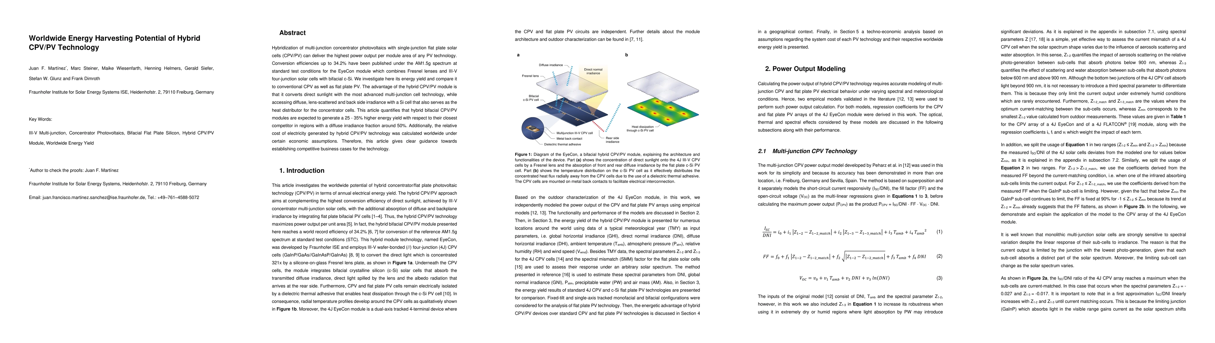 Thumbnail for Worldwide Energy Harvesting Potential of Hybrid CPV/PV Technology