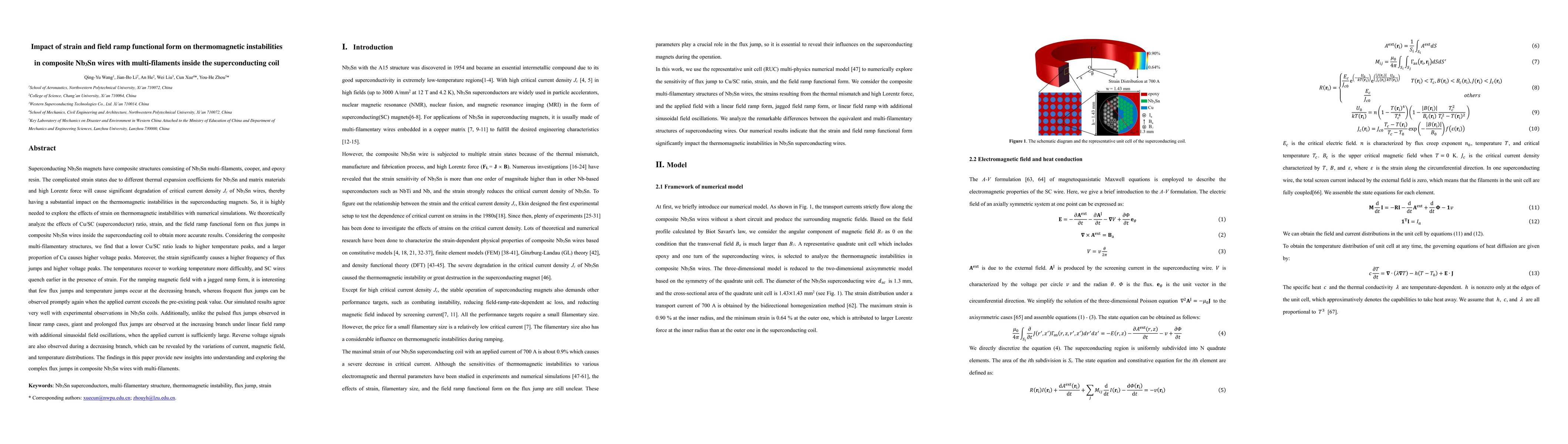 Thumbnail for Impact of strain and field ramp functional form on thermomagnetic
  instabilities in composite Nb3Sn wires with multi-filaments inside the
  superconducting coil