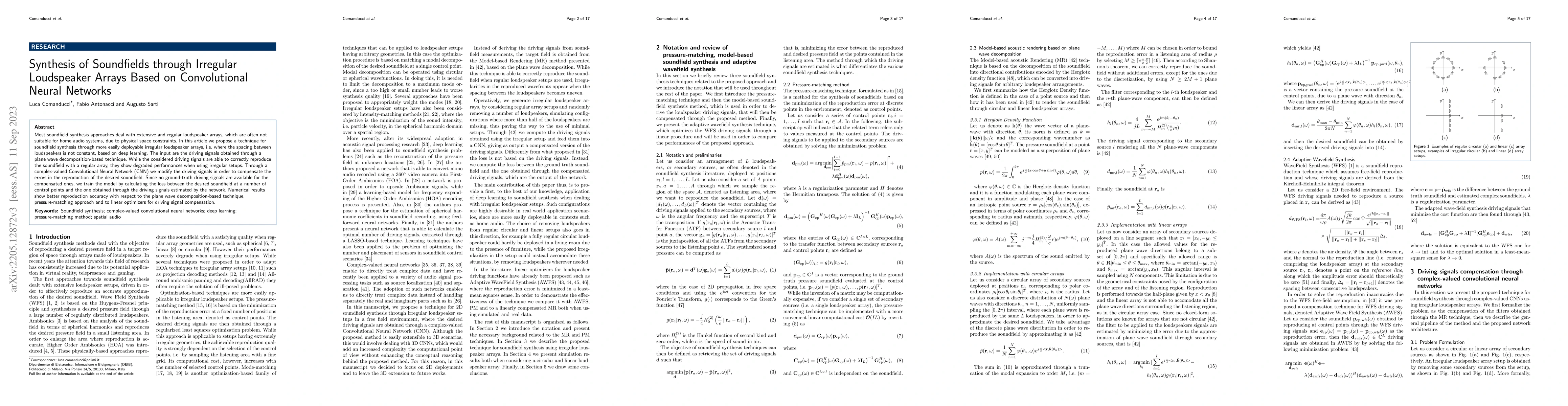 Thumbnail for Synthesis of Soundfields through Irregular Loudspeaker Arrays Based on
  Convolutional Neural Networks