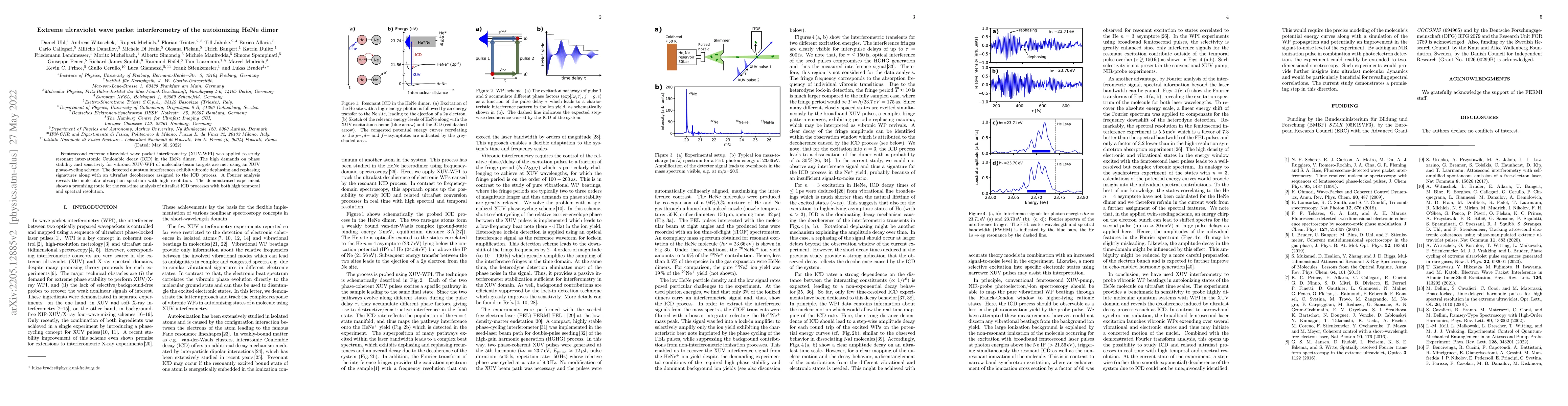 Thumbnail for Extreme ultraviolet wave packet interferometry of the autoionizing HeNe
  dimer
