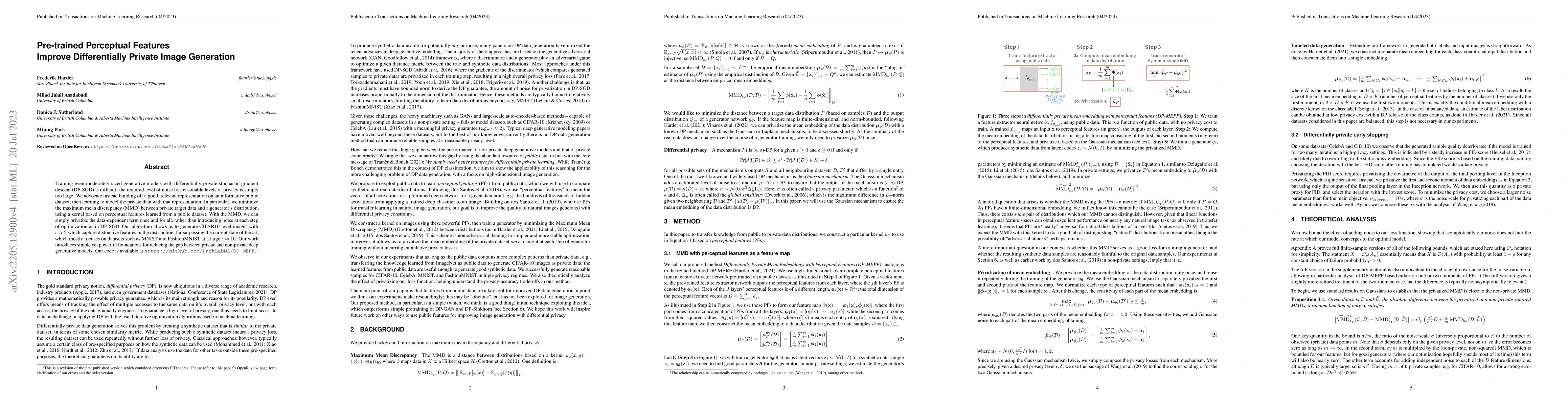 Thumbnail for Pre-trained Perceptual Features Improve Differentially Private Image
  Generation