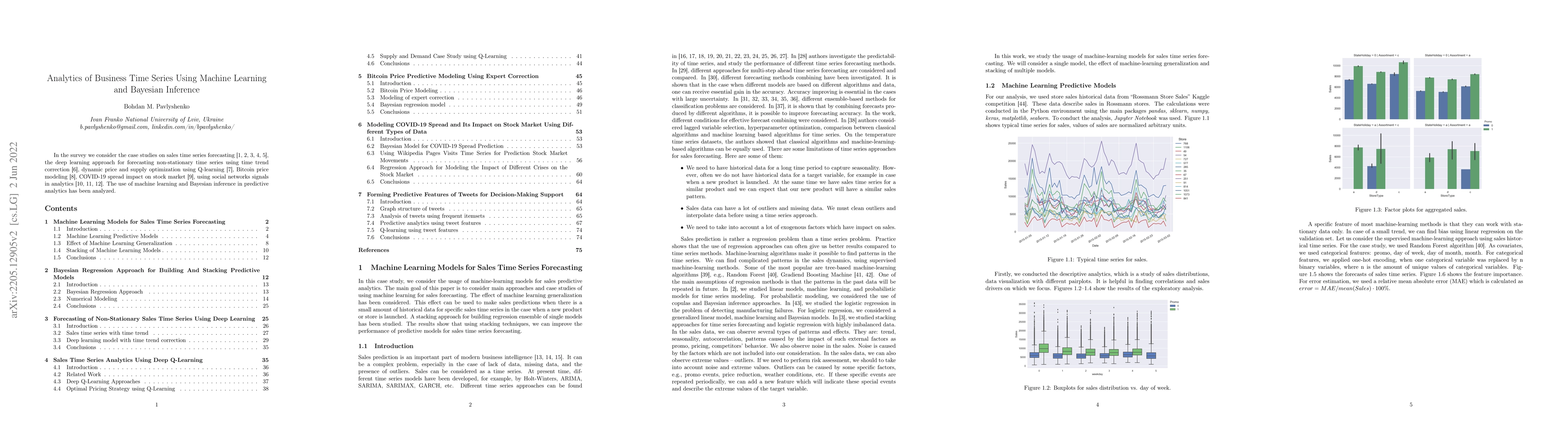 Thumbnail for Analytics of Business Time Series Using Machine Learning and Bayesian
  Inference